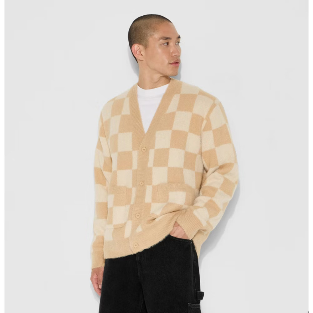 Men's Oversized Cardigan Sweater - Original Use in Cream Size Large - Picture 3 of 4